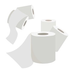 Realistic paper roll set, isolated on white background, vector illustration.