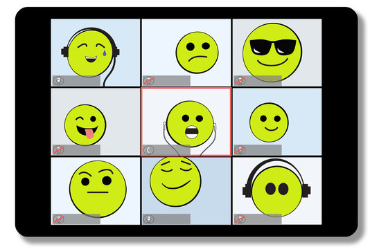 Emojis having a group Zoom type internet call