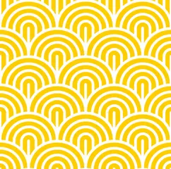 Deurstickers Oranje Vector naadloos patroon met gestreepte vissenschubben. Stijlvolle monochrome geometrische textuur. Moderne abstracte achtergrond.