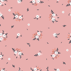 Cute hand drawn floral ditsy seamless pattern, lovely flower background, great for textiles, banners, wallpaper - vector design