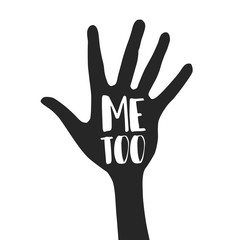 Women hands with #Metoo hashtag word. Me too movement. Anti sexism protest against inappropriate behavior towards women. Vector illustration.
