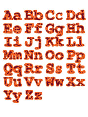 English alphabet with tiger color and fur