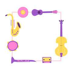 Music instruments. Banners design concept. Colorful background. Modern flat illustration - raster version. 