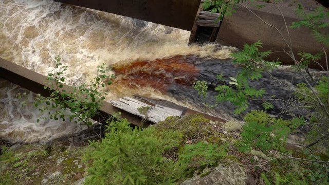 Cascading River Flowing Into Waterfall, Medium, Slow Motion