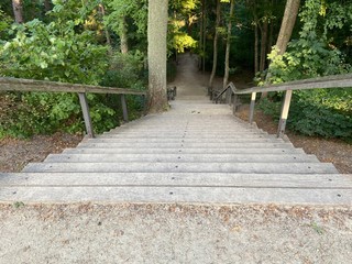 The long gray stairs from above