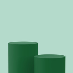 3d Olive green cylinder podium minimal studio background. Abstract 3d geometric shape object illustration render. Display for cosmetic fashion and food natural product.