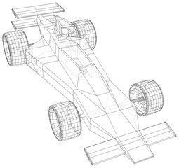 Model speed car. Abstract drawing. Wire-frame. EPS10 format. Vector created of 3d