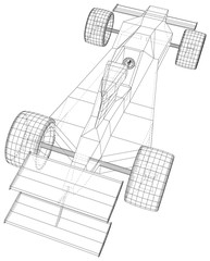 Race car. Wire-frame. EPS10 format. Vector created of 3d