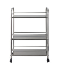 Stainless steel racks with wheels isolated on white