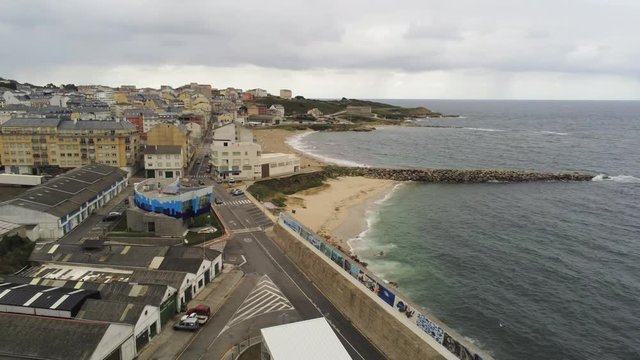 Burela. Coast de Galicia.Spain. Aerial Drone Footage