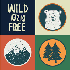 Mountain illustration, outdoor adventure . Vector graphic for t shirt and other uses.