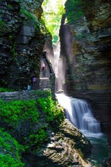 waterfall between two canyons