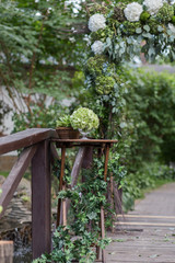 Fototapeta na wymiar wooden bridge in the garden