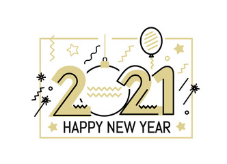 New Year gold 2021 number design