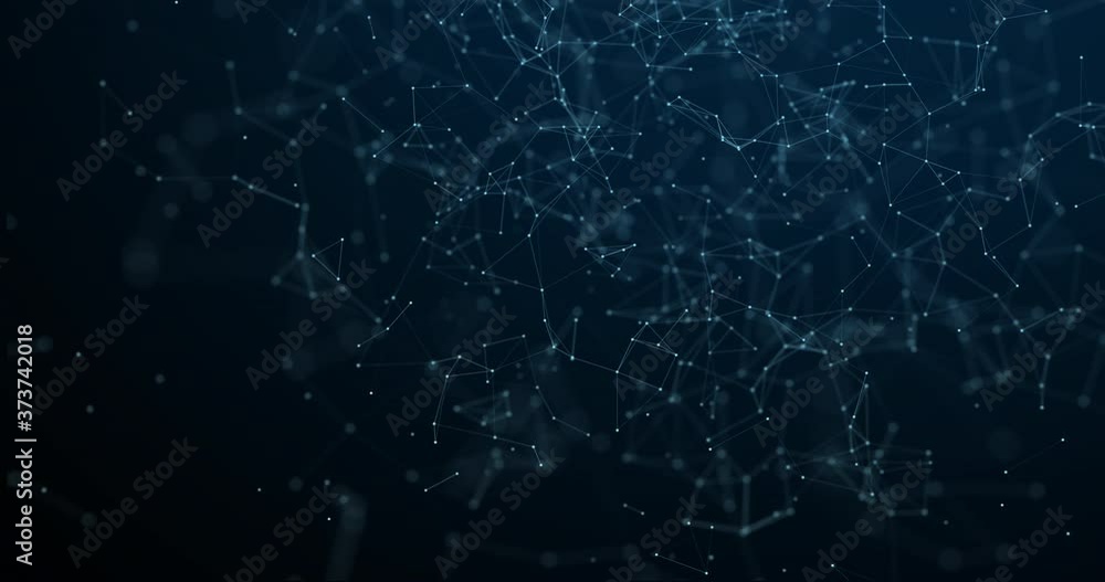 Aufkleber 4k video plexus animation. abstract technology background with moving dots and line, dark blue color