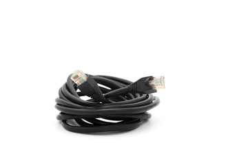 Ethernet cable or patch cord on white background