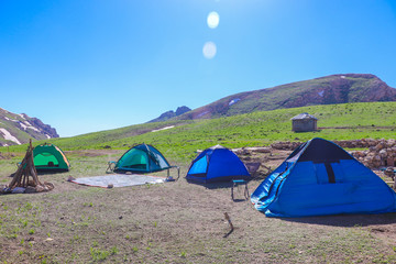 camping in the mountains