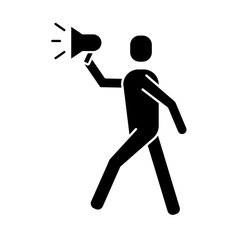 man protesting with megaphone silhouette style icon