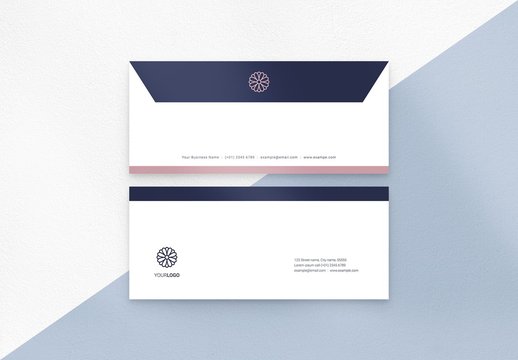 Navy and Pink Envelope Layout with Floral Logo