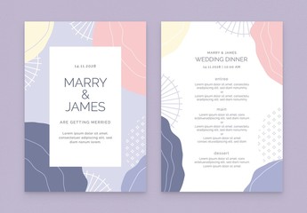 Abstract Pastel Wedding Postcard Invitation Layout