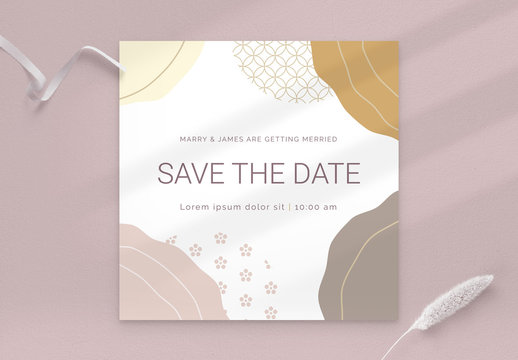 Save the Date Flyer Layout Square Postcard
