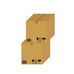 Two cardboard boxes for packing goods on a white background