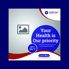Medical Social Media Post Template, Editable Healthcare Social Media Banner Template for ads