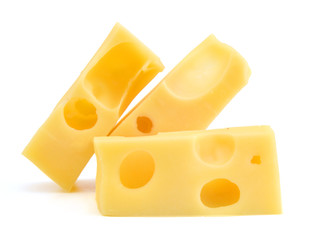 piece of cheese isolated on a white background