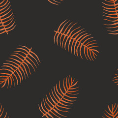Colorful seamless pattern with tropical leaves.