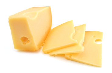 piece of cheese isolated on a white background