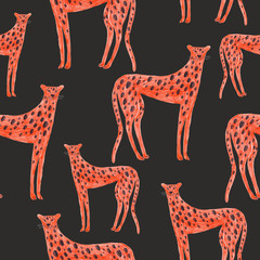 Seamless pattern with funny cheetah