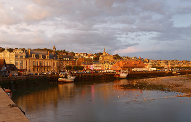 Fototapeta premium Landscape view on the riverside of Trouville city , famous french resort in Normandy.