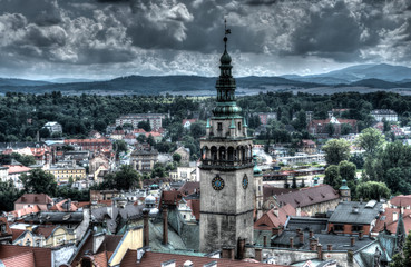 Panorama of Klodzko downtown, Lower Silesia, Poland. HDR