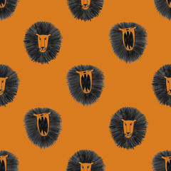Seamless pattern with lion faces.