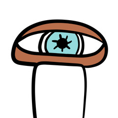 Mushroom eye hand drawn vector illustration in cartoon comic style