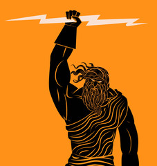 zeus greek mythology god throwing rays - obrazy, fototapety, plakaty