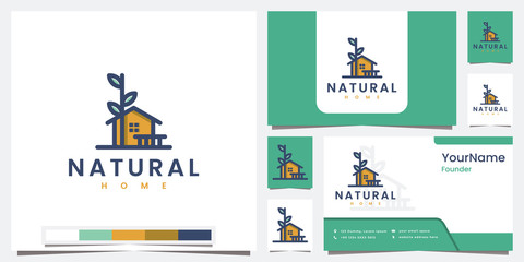 Obraz na płótnie Canvas set logo natural home with beautiful color line art concept logo design inspiration