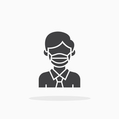 Man in flu mask icon.