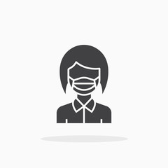 Woman in flu mask icon.