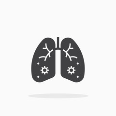 Lungs infected, coronavirus icon.