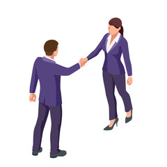 Isometric Business to Business Marketing, B2B Solution, business marketing concept. Two business partners shaking hands.