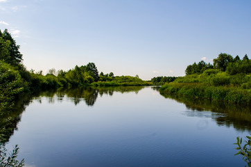 landscape of a river with steep banks