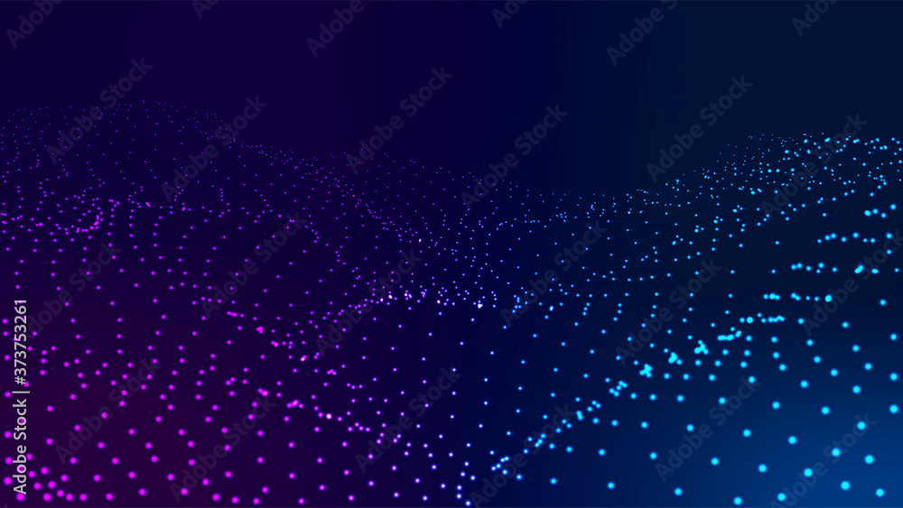 Aufkleber Abstract digital wave of particles. Futuristic point wave. Technology background vector. Vector illustration