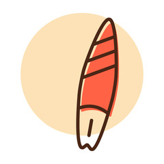 Surfboard flat vector icon design isolated