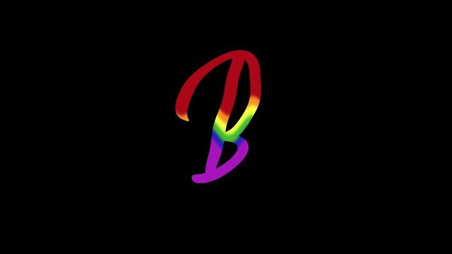 Waving Letter B with Rainbow inside with alpha channel animated motion graphics
