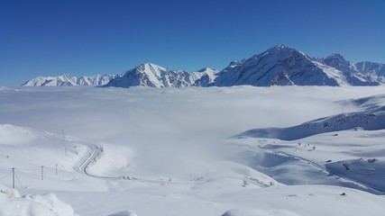 snowy mountains and winter season
