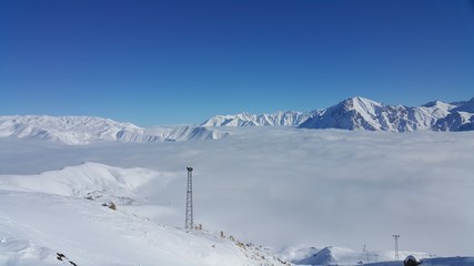 snowy mountains and winter season
