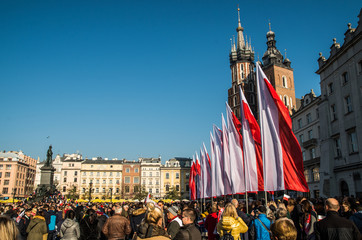 Independence day in Cracow's marketplace, Cracow