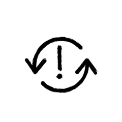 vector illustration hand drawn icon ofsynchronize arrows warning