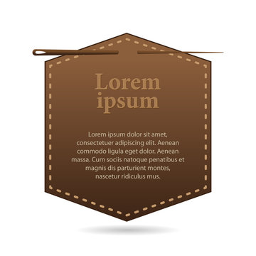 template with space for text, hexahedron shaped leather label. 